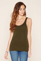 Forever21 Women's  Light Olive Scoop Back Tank