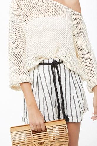 Forever21 Striped Braided Belt Shorts