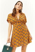 Forever21 Geo Print Button-front Mini Dress