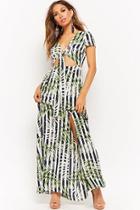 Forever21 Tropical Striped Backless Maxi Dress