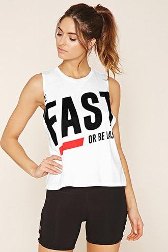 Forever21 Women's  Active Be Fast Graphic Tank