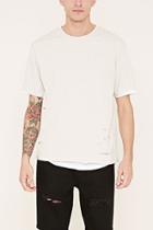 21 Men Men's  Taupe & White Distressed Layered Tee