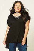 Forever21 Plus Women's  Black Plus Size Slit-back Top