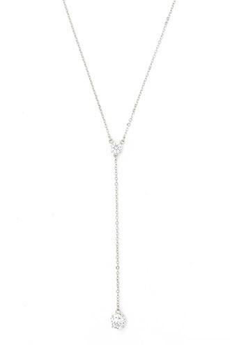 Forever21 Silver & Clear Faux Crystal Drop Necklace