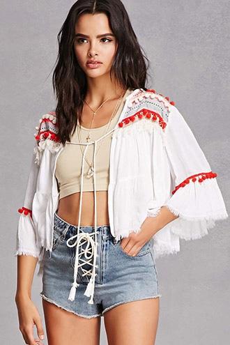 Forever21 Z&l Europe Pom Pom Cardigan
