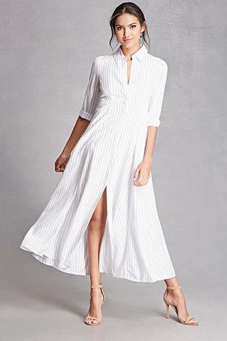 Forever21 Striped Maxi Shirt Dress