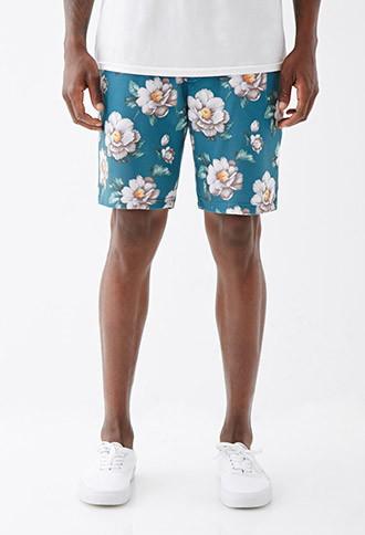 21 Men Oversized Floral Print Sweatshorts
