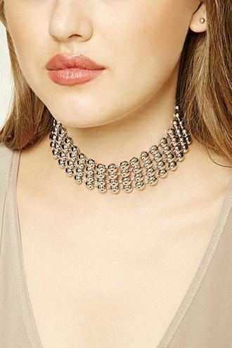 Forever21 Silver Beaded Choker