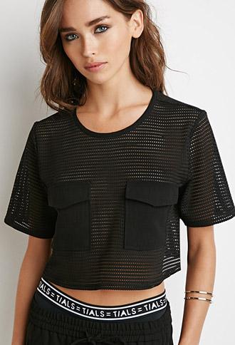Forever21 Mesh Pocket Crop Top