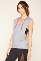 Forever21 Women's  Heather Grey & Pink Active Heathered Hoodie