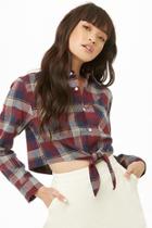 Forever21 Tie-front Plaid Flannel Shirt