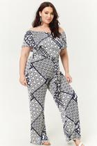 Forever21 Plus Size Geo Print Off-the-shoulder Jumpsuit