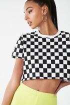 Forever21 Checkered Print Cropped Tee