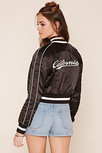 Forever21 Women's  California Satin Bomber Jacket