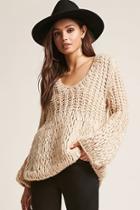 Forever21 Ribbed Open Knit Bell-sleeve Sweater