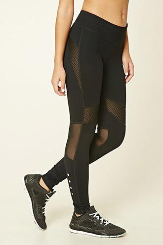 Forever21 Women's  Active Mesh Panel Athletic Leggings