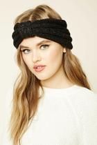 Forever21 Black Glitter Knit Bow-front Headwrap