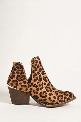 Forever21 Faux Suede Leopard Print Ankle Boots