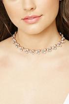 Forever21 Rose Gold & Clear Rhinestone Collar Necklace