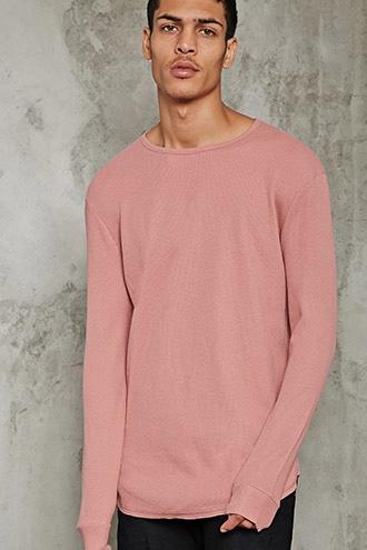 21 Men Men's  Mauve Raw-hem Thermal