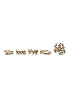 Forever21 Leaf Midi Ring Set (antic Gold/clear)