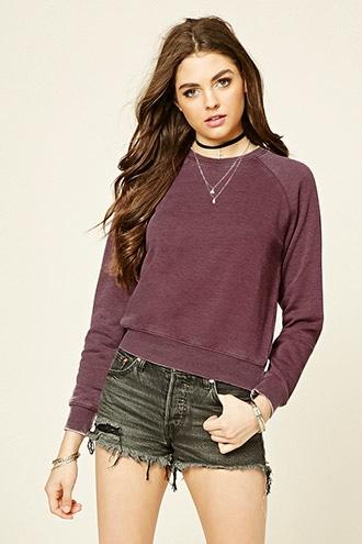 Forever21 Women's  Aubergine Marled Knit Pullover