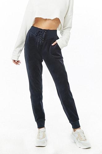 Forever21 Active Velour Lace-up Joggers