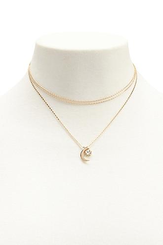 Forever21 Crescent Charm Layered Necklace