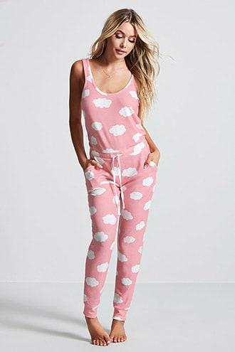 Forever21 Cloud Print Pj Jumpsuit