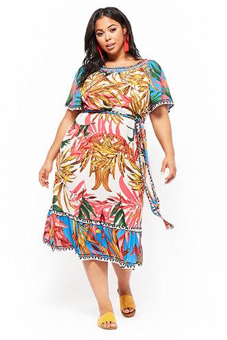 Forever21 Plus Size Tropical Palm Maxi Dress