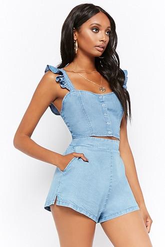 Forever21 High-rise Chambray Shorts