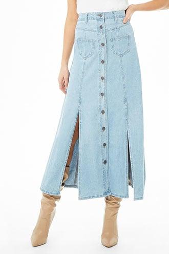 Forever21 Button-down Denim Maxi Skirt