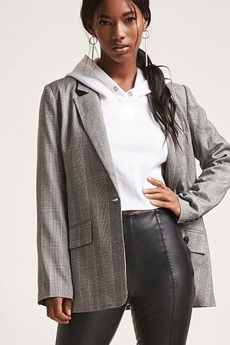 Forever21 Oversized Glen Plaid Blazer
