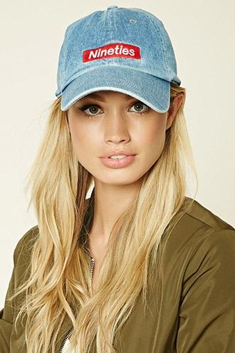Forever21 Women's  Nineties Patch Denim Cap
