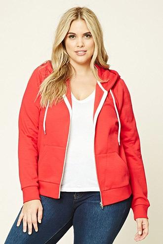 Forever21 Plus Women's  Red Plus Size Zip-up Hoodie