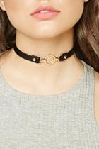 Forever21 Gold & Black Faux Leather Hoop Choker