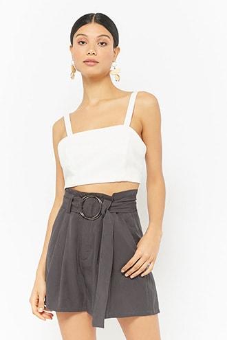 Forever21 Belted Paperbag-waist Shorts