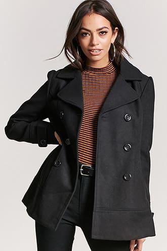 Forever21 Hooded Double-breasted Peacoat