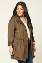 Forever21 Plus Women's  Olive Plus Size Drawstring Jacket