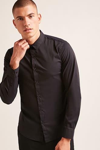 Forever21 Buttoned Curved Hem Shirt