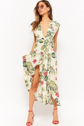 Forever21 Wraparound Tropical High-low Dress