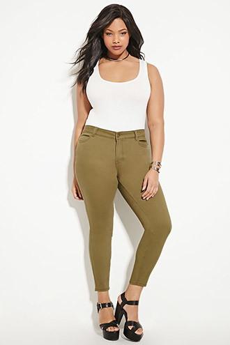 Forever21 Plus Women's  Olive Plus Size Skinny Jeans