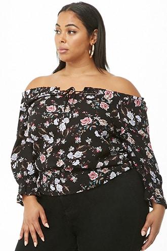Forever21 Plus Size Floral Off-the-shoulder Smocked Top