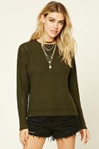 Forever21 Women's  Open Knit Boxy Sweater Top