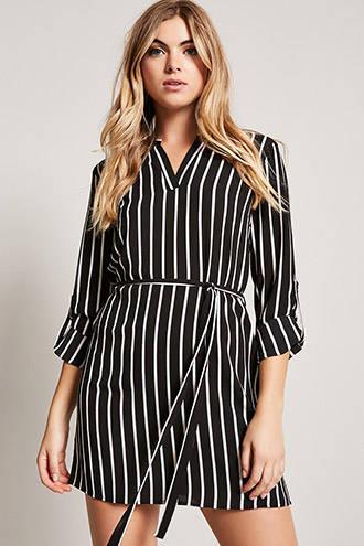 Forever21 Belted Stripe Shirt Dress