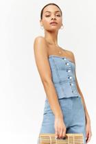 Forever21 Raw-cut Denim Tube Top