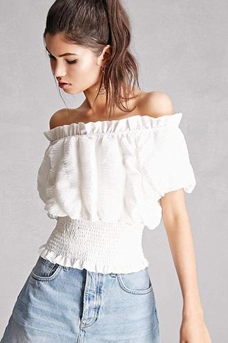 Forever21 Off-the-shoulder Smocked Top