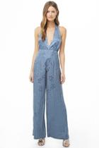 Forever21 Floral Striped Surplice Halter Jumpsuit