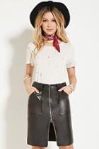 Forever21 Women's  Faux Leather Knee-length Skirt