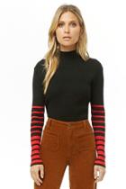 Forever21 Striped-sleeve Turtleneck Sweater